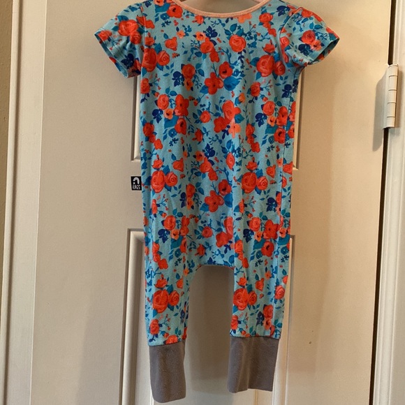 RAGS | Short Sleeve Henley - 'Blue Poppy Floral' - Coral - 6-12M - Picture 3 of 6